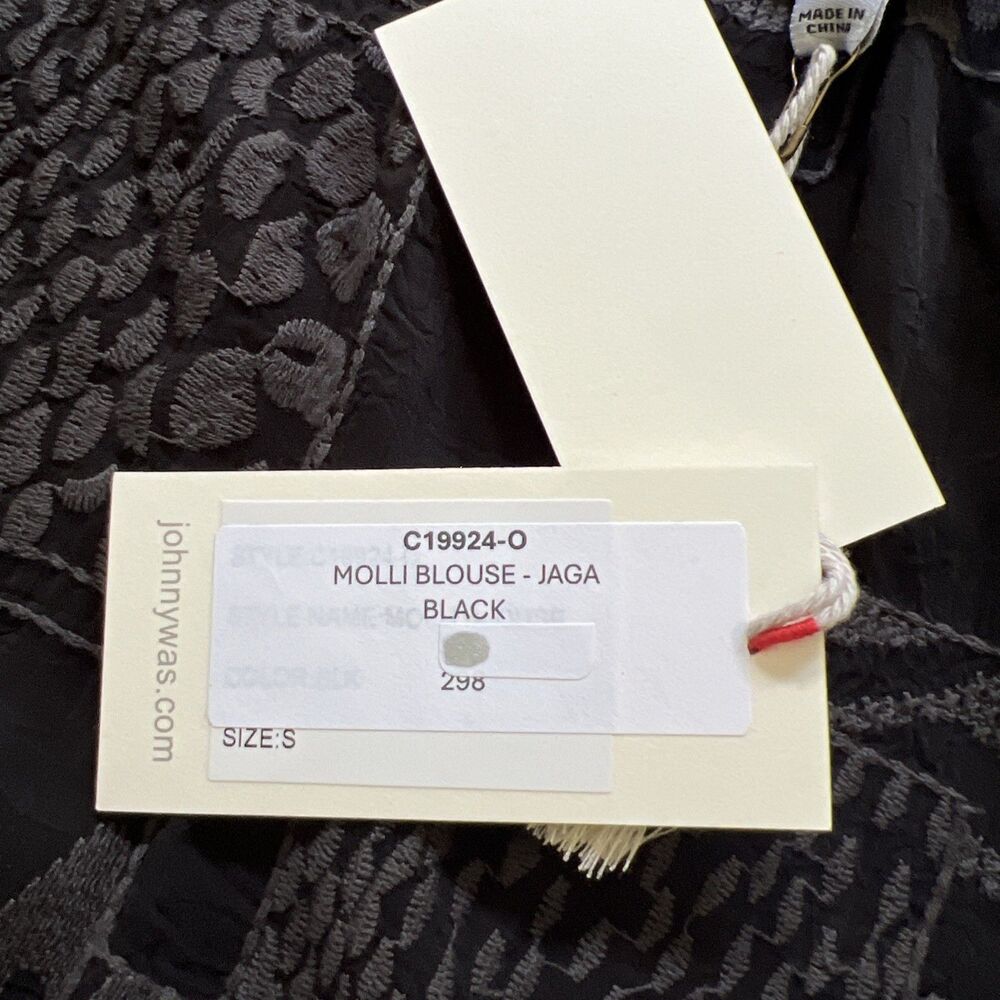 Johnny Was Molli Jaga Blouse Size Small Black Rayon Top Button Down NWT! - Picture 12 of 12